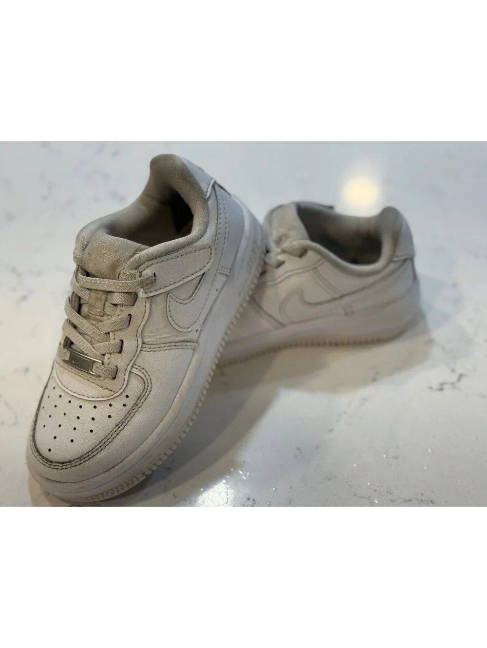 Nike Air Force One Kids Size 10 White Sneakers Shoes See Desc